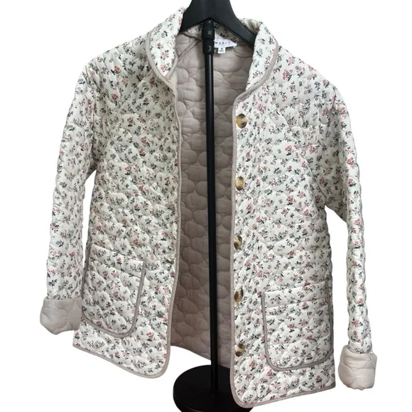 Mable Cream/Beige Floral Quilted Women's Size M Buttoned Jacket - Picture 2 of 7